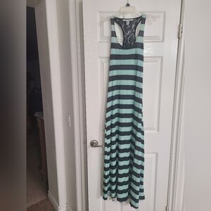 American Rag Striped Maxi Dress With Lace Back Detail.
